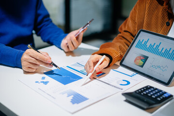 Business team meeting. professional investor working new start up project. Finance task.