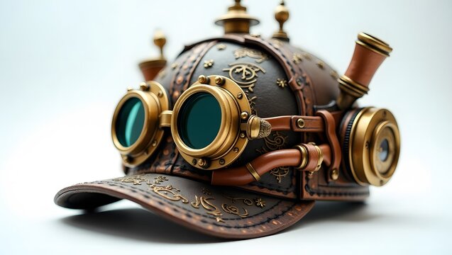 Luxurious Steampunk Headpiece with Mechanical Details and Victorian Elegance