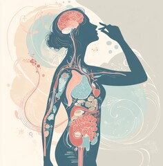 illustration of woman in harmony with nature