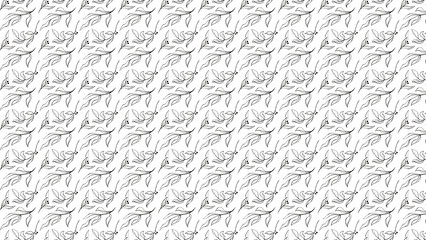 Seamless pattern with leaves and berries in black and white for textile or wallpaper design use