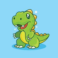 Cute kawaii t-rex dinosaur cartoon character illustration