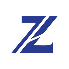 Abstract blue letter Z with lines on a white background for logo design or branding