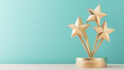 Golden stars gleaming atop trophy, representing excellence, success, and outstanding performance