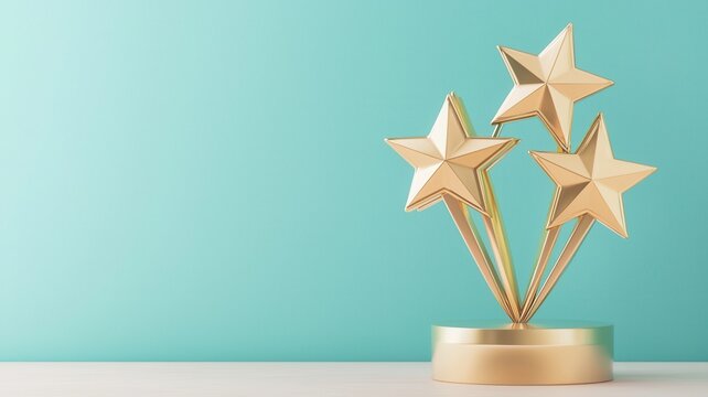 Golden stars gleaming atop trophy, representing excellence, success, and outstanding performance