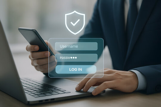 Secure online login with two factor authentication on laptop and smartphone