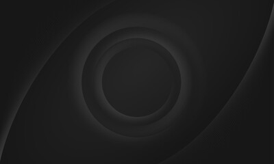 Elegant minimal futuristic black background–Abstract circular shape 3D pattern background with line stripes–Modern curve line vector for banner, poster, web, seminar, campaign, business, corporate