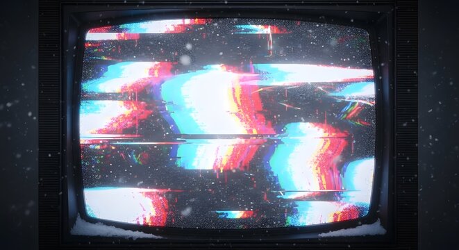 Retro CRT Glitch Art: Snowy Static on Vintage Television Screen - Powered by Adobe