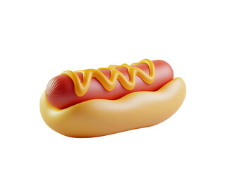 Stylized Hot Dog with Mustard on Transparent Background