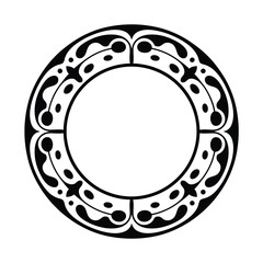 Elegant Black and White Ornamental Circle Frame Vector Illustration