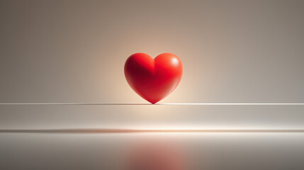 Balanced Heart: A vibrant red heart, symbolizing love, balance, and hope, rests delicately on a subtle line, creating a visually striking image.