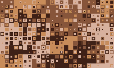 Abstract earthytoned square pixel mosaic.  Versatile design perfect for website backgrounds, textures, or modern art projects. Evokes feelings of warmth, complexity, and subtle movement.