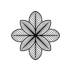 Abstract floral design with wavy lines in black and white