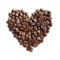 Coffee Lover Heart Symbol with Beans on Alpha Background