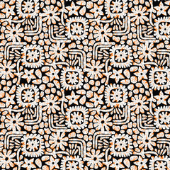 Flower and geometric pattern, background, texture, fabric print,