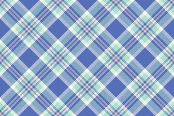 Elegant diagonal plaid pattern in soft blue, mint green, and white. Perfect for textile design, backgrounds, or website decoration.  The subtle color palette evokes a sense of calm and sophistication.