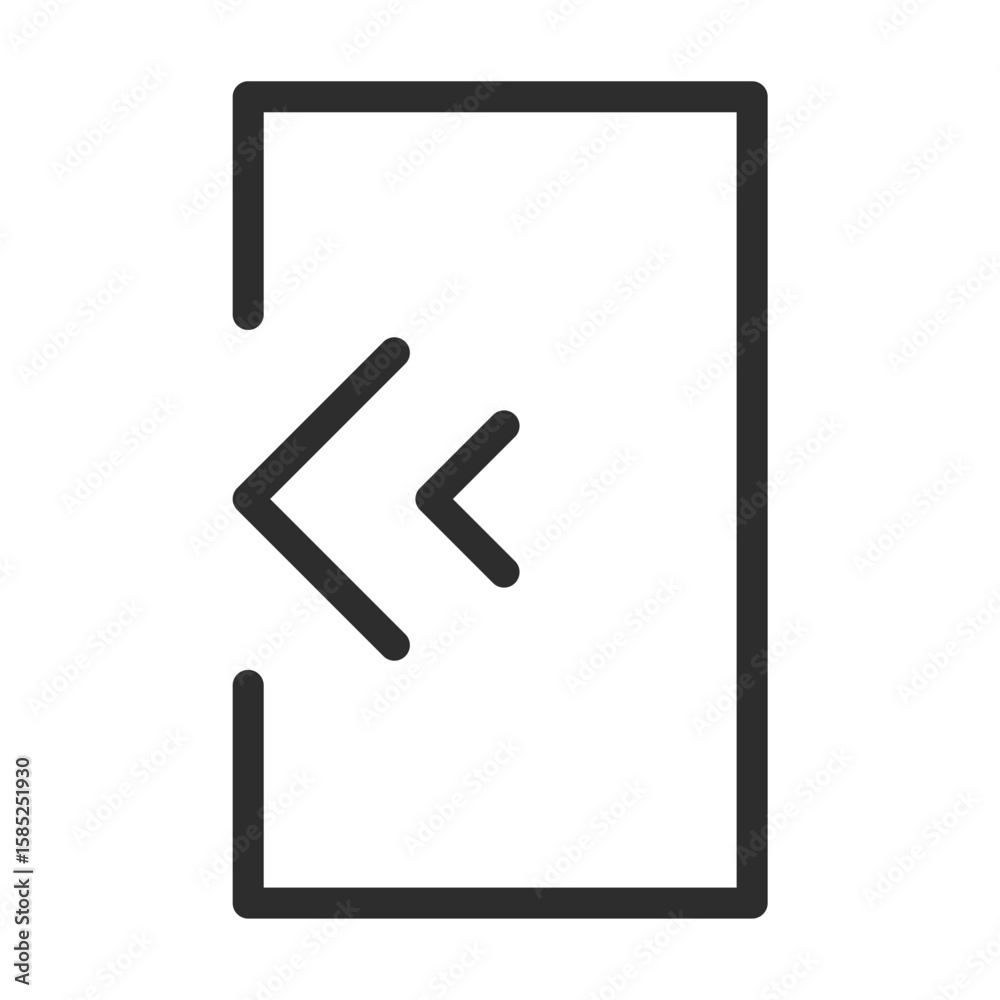 Poster back icon with rewind arrow graphic for website interface and app navigation