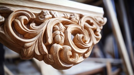 Intricate wood carving detail.