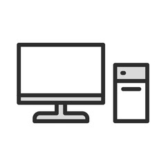 Desktop computer icon technology system drawing vector illustration