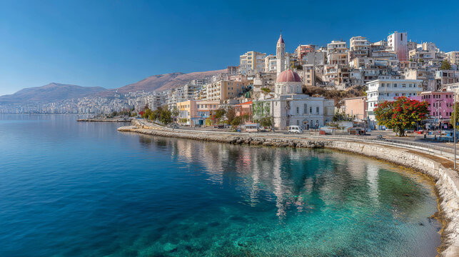 Spring transforms the Saranda port into a radiant coastal scene, where Ionian waves sparkle beneath Albania&acirc;&euro;&trade;s morning sun