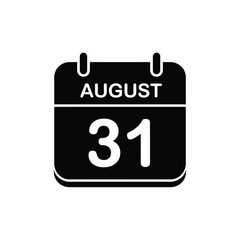 August 31st Calendar Icon in Black and White Style
