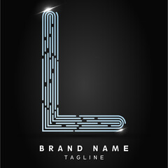 L Letter Logo concept Linear style. Creative Minimal Monochrome Monogram emblem design template. Graphic Alphabet Symbol for Luxury Fashion Corporate Business Identity. Elegant Vector element