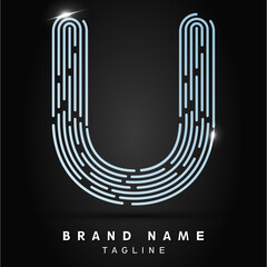 U Letter Logo concept Linear style. Creative Minimal Monochrome Monogram emblem design template. Graphic Alphabet Symbol for Luxury Fashion Corporate Business Identity. Elegant Vector element