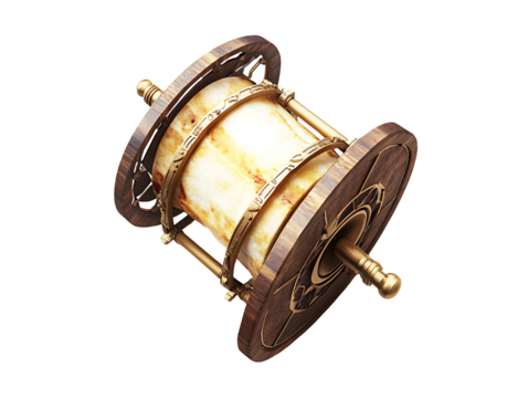 Ancient Wooden Prayer Scroll with Gold Accents