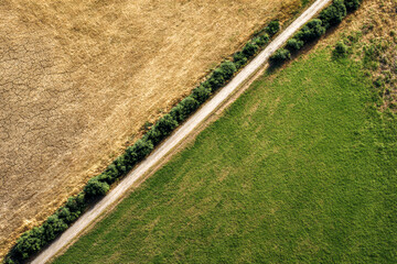 Contrasting Landscapes of Dry and Green Fields