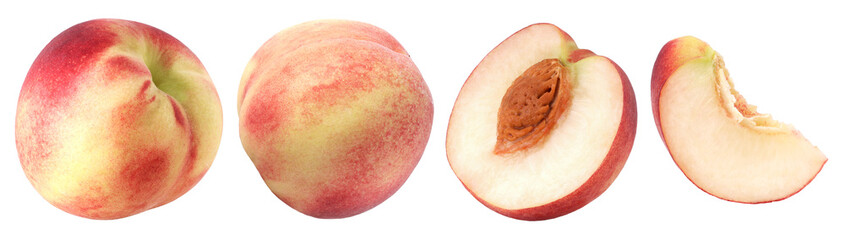 peach (Honey Peach), half and slices fruit isolated, transparent PNG, PNG format