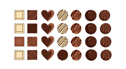 Fototapeta premium A collection of exquisite chocolates featuring various shapes and textures for a delightful indulgence