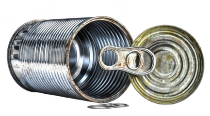 Open rusty metal can