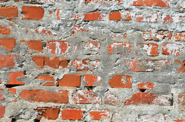 Close up of red brick wall