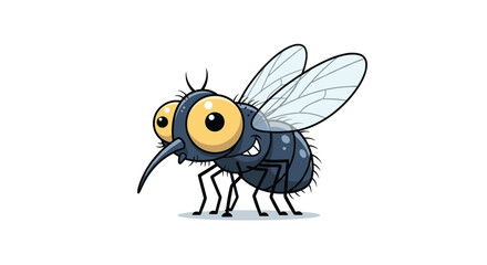 Fototapeta premium A quirky cartoon fly with big round eyes and a long snout hovering mid-air ready for action