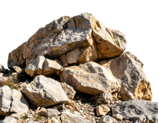  Realistic rugged rock formation with rough texture isolated on transparent background PNG