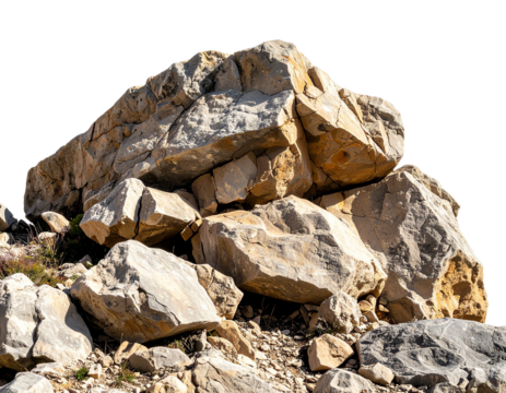  Realistic rugged rock formation with rough texture isolated on transparent background PNG
