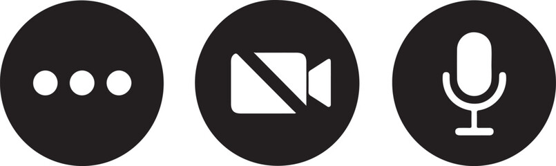 Video Conference Icons Mute, Camera Off, and More Options