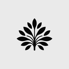 Elegant black floral design with leaves on light gray background