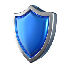 Shiny blue and silver shield emblem on black background