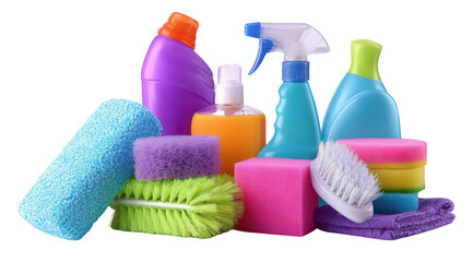 Colorful cleaning supplies