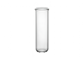 A clear glass test tube isolated on a transparent background