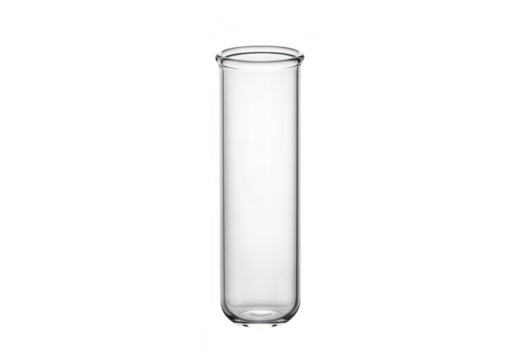 A clear glass test tube isolated on a transparent background