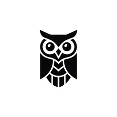 Simple Black and White Owl Icon or Logo Design