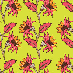 Hand drawn colourful florals Seamless pattern. Abstract Florals pattern. Colourful background. Designed for paper, cover, fabric, decor, wall paper and etc.
