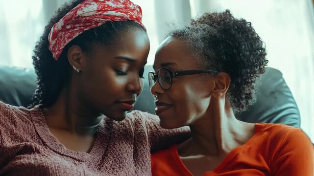 A tender moment between a grandmother and her granddaughter, illustrating the love and support that transcends age.