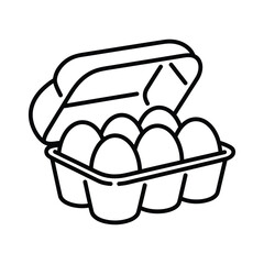 Egg Carton with Eggs Outline Icon Food and Breakfast Concept