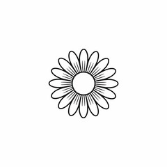 Simple Daisy Flower Outline Illustration on White Background for Coloring