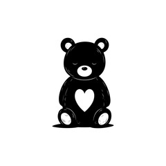 Fototapeta premium teddy isolated teddy bear heart love black teddy art