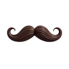 3d Brown hair and mustache isolated on transparent background