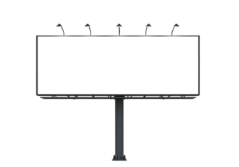 A large, blank billboard with a white screen and lights, isolated on a transparent background