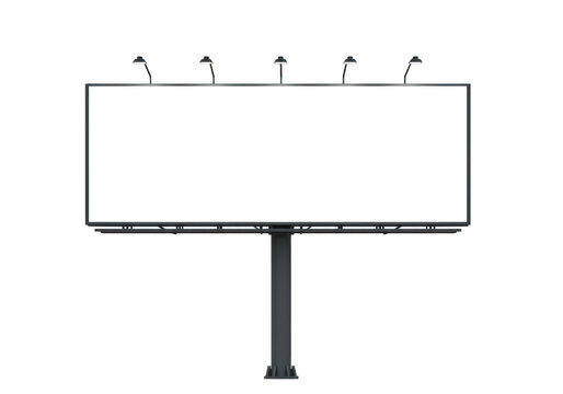 A large, blank billboard with a white screen and lights, isolated on a transparent background